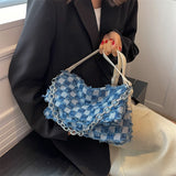 Denim Tassels Crossbody Bag Women Single Shoulder Handbag