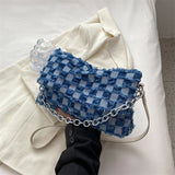 Denim Tassels Crossbody Bag Women Single Shoulder Handbag