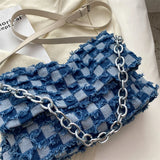 Denim Tassels Crossbody Bag Women Single Shoulder Handbag