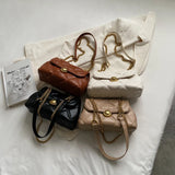 Crossbody Shoulder Bag Lock Opened PU Leather Lady Totes