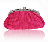 Champagne Satin Evening Bag Chinese Women Clutch Stylish Bride Party Purse