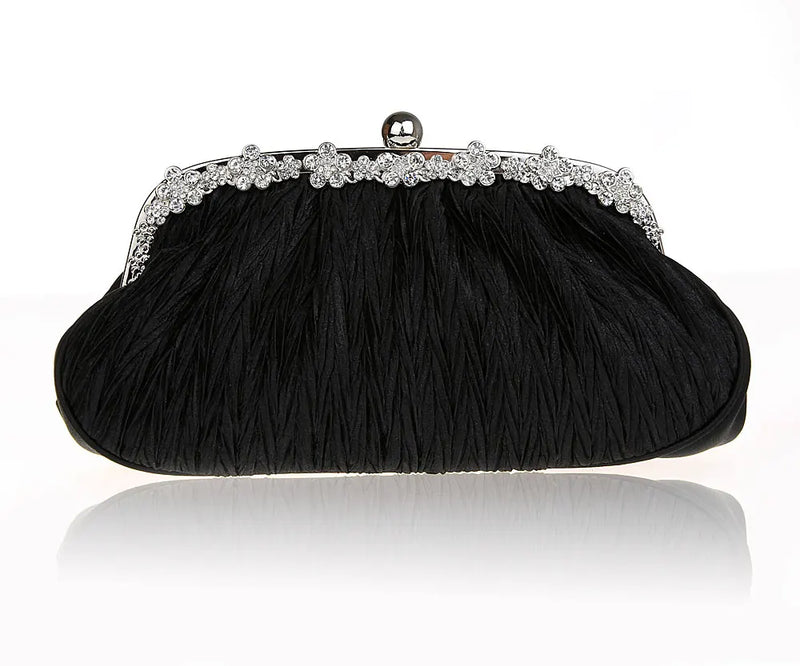 Champagne Satin Evening Bag Chinese Women Clutch Stylish Bride Party Purse