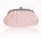 Champagne Satin Evening Bag Chinese Women Clutch Stylish Bride Party Purse