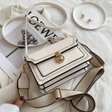 Flap Bags for Women Wide Strap Crossbody Shoulder Bag small PU Leather Handbags