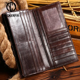 Men's Leather Wallet Long Cowskin Money Bag PJ012