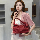 Women Travel PU Leather Armpit Bag Double Shoulder Straps
