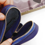 Retro Car Key Holder Leather Zipper Oval Home Key Case