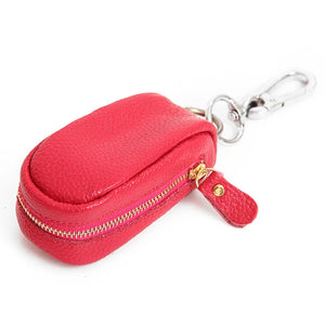 Retro Car Key Holder Leather Zipper Oval Home Key Case