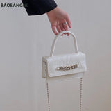 Vintage Crocodile Pattern Chain Crossbody Messenger Bag Small Flap Handbags