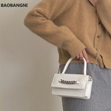 Vintage Crocodile Pattern Chain Crossbody Messenger Bag Small Flap Handbags