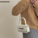 Vintage Crocodile Pattern Chain Crossbody Messenger Bag Small Flap Handbags