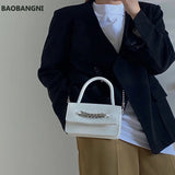 Vintage Crocodile Pattern Chain Crossbody Messenger Bag Small Flap Handbags