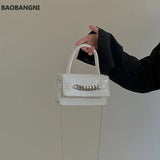 Vintage Crocodile Pattern Chain Crossbody Messenger Bag Small Flap Handbags