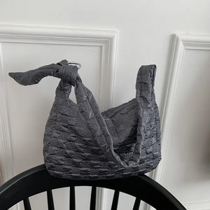 Shoulder Bag Women Casual Space Down Feather Crossbody Plaid Bag Winter Warm