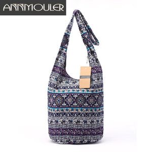 Women Elephant Print Shoulder Bag Cotton Messenger Crossbody Bag