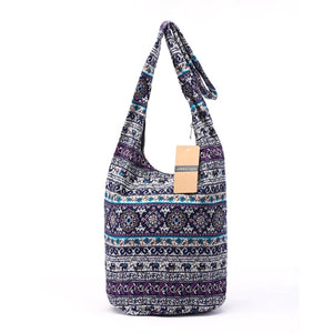 Women Elephant Print Shoulder Bag Cotton Messenger Crossbody Bag