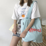 Women French Print Canvas Shoulder Bag Eco-Friendly Tote