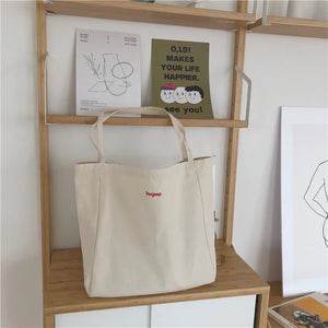 French Embroidery Canvas Shoulder Bag Eco Friendly Tote