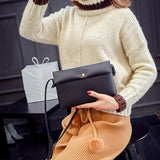 Women Handbag Hasp Shoulder&Crossbody Bags PU Leather Soft Female Clutches Solid
