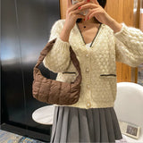 Embroidered Rhombus Shoulder Bag Oxford Tote Women's Handbag