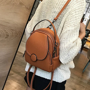 Women Leather Backpack Soft Touch Small Multi-Function Bag