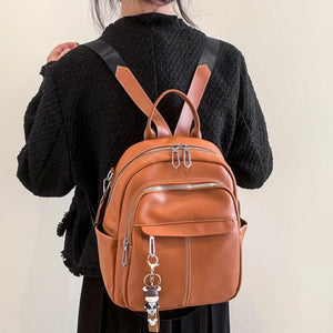 Women Leather Backpack Soft Solid Multi-Function Small Backpack Female Ladies Sh