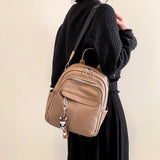 Women Leather Backpack Soft Solid Multi-Function Small Backpack Female Ladies Sh