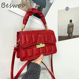 Shoulder Bag PU Leather Quilted Retro Female Crossbody Bag