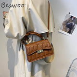 Shoulder Bag PU Leather Quilted Retro Female Crossbody Bag