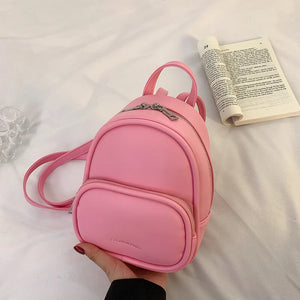 Mini Backpack Women Bag Pack Small Phone Pouch Soft PU Leather Schoolbag Lady Gi