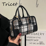 Plaid Women Shoulder Bags Zipper Vintage Ladies Messenger Cross Body Bag