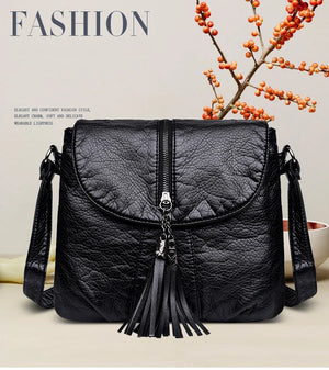 Soft Leather Crossbody Shoulder Bag Women Messenger Bag Female Flap Handbag