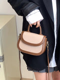 Small Contrast Handbag Women's Top Handle Tote Bag