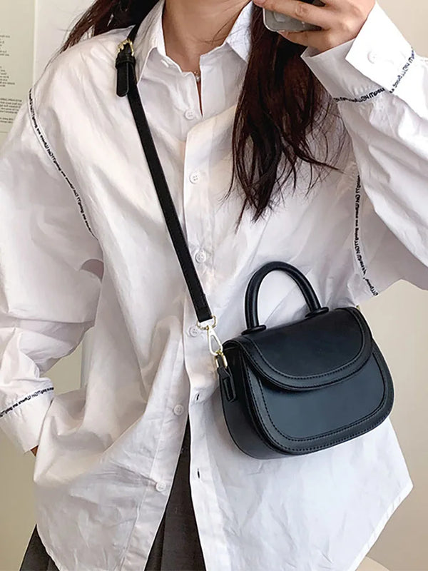 Small Contrast Handbag Women's Top Handle Tote Bag