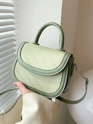 Small Contrast Handbag Women's Top Handle Tote Bag