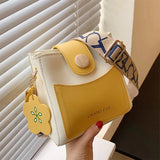 Yellow Leather Bucket Bag Crossbody Messenger Purse Tote