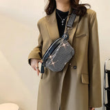 Diamond Leather Waist Belt Bag Ladies Fanny Pack Shoulder Crossbody Chest Bags