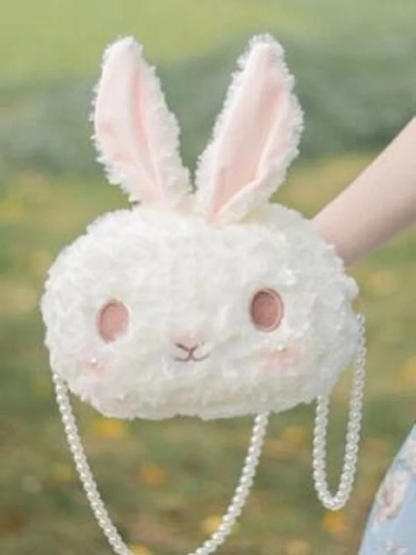 Lolita Mother Shoulder Bag Rabbit Plush Original Pearl Chain Messenger