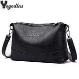 Double Zipper Women Messenger Bag Soft PU Leather Crossbody Shoulder