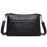Double Zipper Women Messenger Bag Soft PU Leather Crossbody Shoulder