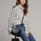 Double Zipper Women Messenger Bag Soft PU Leather Crossbody Shoulder