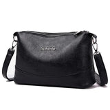 Double Zipper Women Messenger Bag Soft PU Leather Crossbody Shoulder