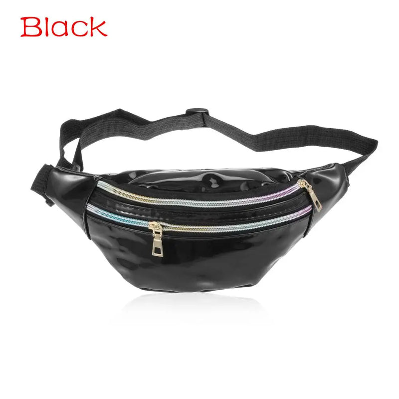Glitter Waist Pack Double-Zip Fanny Pack Women Hip Purse Satchel
