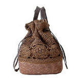 Printed Straw Beach Backpack Floral Double Shoulder Bag