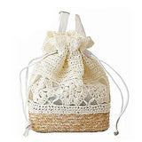 Printed Straw Beach Backpack Floral Double Shoulder Bag