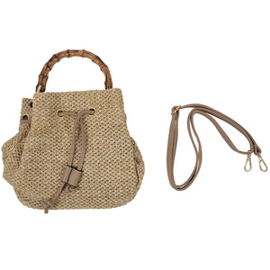 Straw Bucket Bag Woven Shoulder Beach Handbag