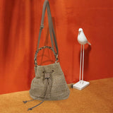 Women's Straw Bucket Bag Woven Shoulder Bags Shopping Purse Beach Handbag