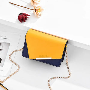 Sweet Casual Contrast Messenger Bag Women Chain All-match Small Square Bag