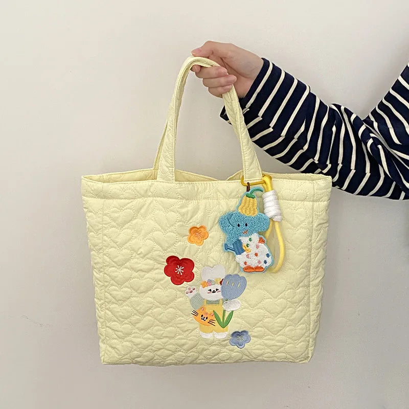 Embroidered Bunny Love Quilted Handbag