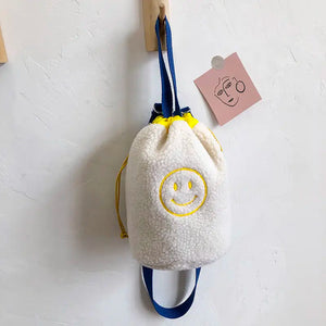 Embroidered Smiley Small Soft Plush Shoulder Bag for Women